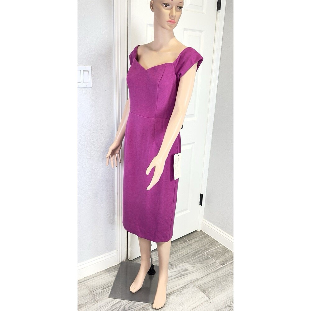 Adrianna Papell Aidan Mattox Women’s 8 Fuchsia Sweetheart Off Shoulder Dress NWT - Picture 2 of 10